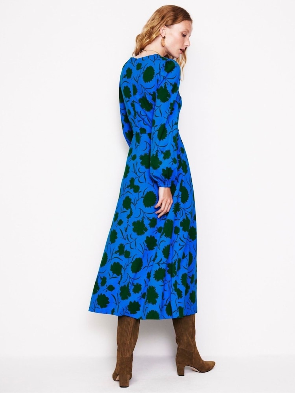 Boden Blue Silhouette Sprig Crew Neck Ponte Midi Dress US 20 - Picture 2 of 8